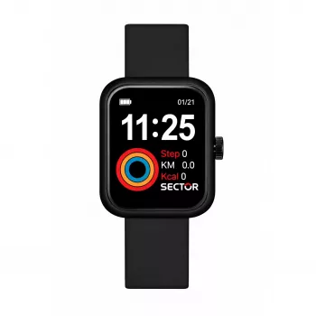 Relógio de quartzo unissexo SECTOR Expander 90 39 mm aço inoxidável mostrador preto bracelete de silicone R3251282001
