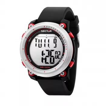 Relógio de quartzo SECTOR MAN R3251546002 45mm bracelete de silicone preta