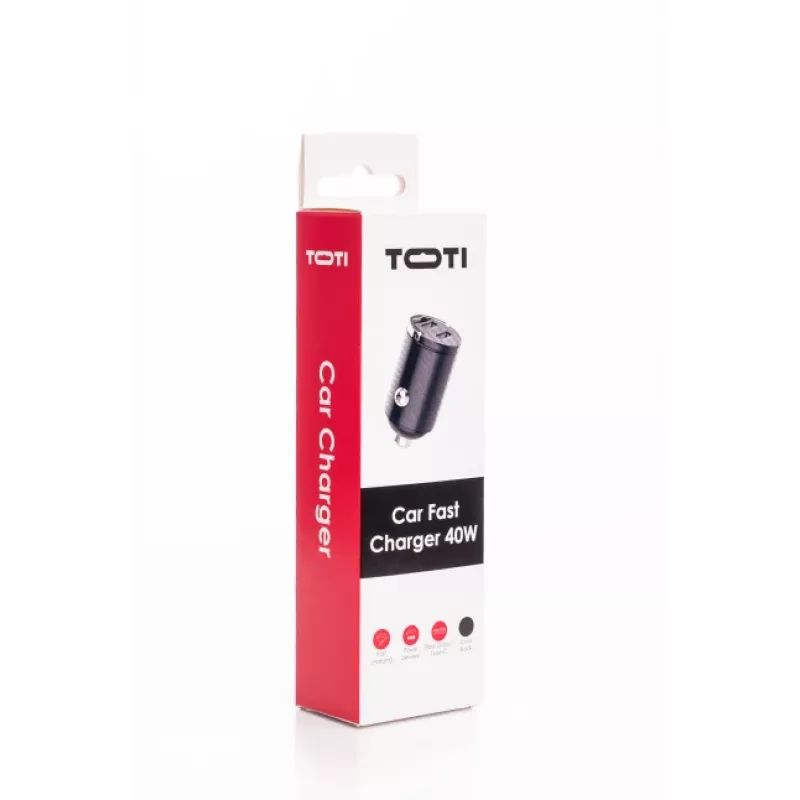 SEEK TOTI Carregador de automóvel rápido 40W com porta Type-C duplo, preto