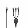 SEEK TOTI USB-A para Micro-USB / USB-C / Lightning cabo entrançado 1,5m 2A (Non-MFI) preto