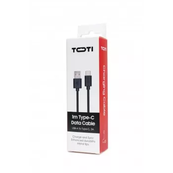 SEEK TOTI USB-A para Type-C, cabo de dados PVC 1m 3A, preto