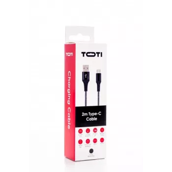 SEEK TOTI USB-A para USB-C cabo entrançado 2m 2A, preto/Space Grey