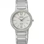 Relógio de mulher SEIKO SUP467P1 quartzo solar 30,5mm aço inoxidável prateado madrepérola diamante