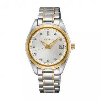 SEIKO Relógio de mulher SUR582P1 quartzo 32mm aço inoxidável mostrador prateado