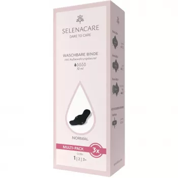 Selenacare pensos laváveis (pack de 3) - espessura regular, carvão de bambu, penso menstrual reutilizável
