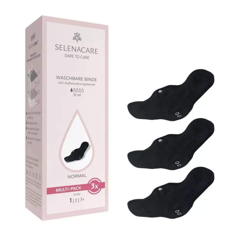 Selenacare pensos laváveis (pack de 3) - pensos menstruais reutilizáveis de fluxo normal, tecido macio de bambu e fibra de carbono, PUL impermeável, laváveis na máquina, certificados Oeko-Tex
