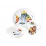 Conjunto de louça infantil SELTMANN COLORFUL WILDLIFE de 3 peças em porcelana - prato, tigela, caneca - motivos animais