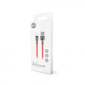 Setty Cabo USB-A para Micro-USB 1,0 m 3A Carregamento Rápido Vermelho FC-M