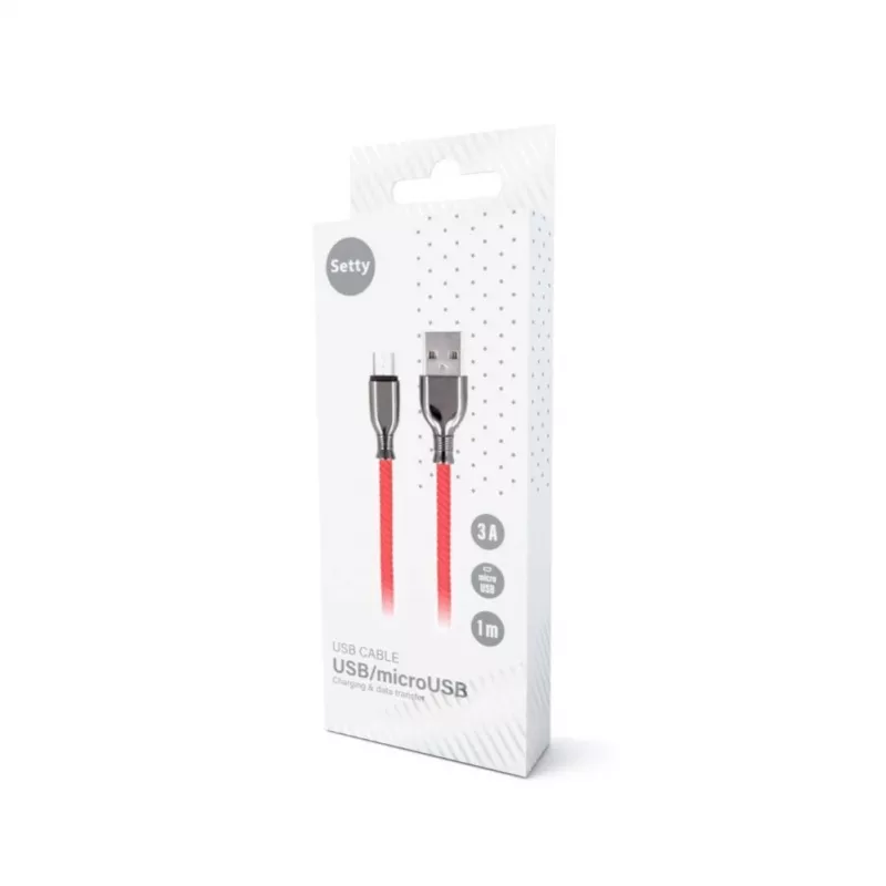 Setty Cabo USB-A para Micro-USB 1,0 m 3A Carregamento Rápido Vermelho FC-M