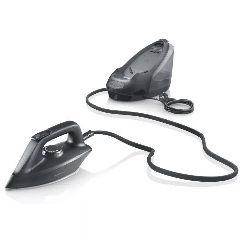 Central de engomar a vapor Severin BA 3192 – 2400W, 5,5 bar, base cerâmica, preto mate