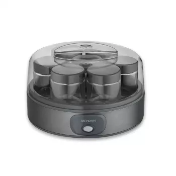 Iogurteira Severin JG 3510, 7 copos de 150 ml, Dark Inox/preto