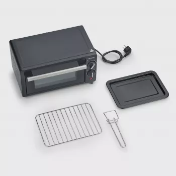 Mini-forno Severin TO 2062, 9 L, 800 W, com rotisserie, aço inoxidável escovado/preto