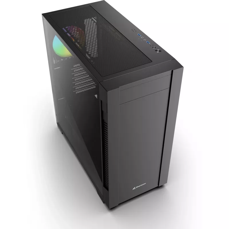 Caixa midi tower Sharkoon S25-W2 ARGB preta com vidro temperado (modelo 2026)