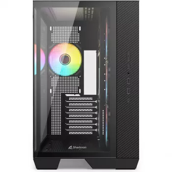 Caixa mid-tower Sharkoon Steel Shark preta com vidro temperado x2