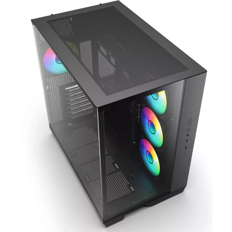 Caixa mid-tower Sharkoon Steel Shark preta com vidro temperado x2