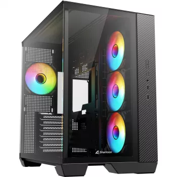 Caixa mid-tower Sharkoon Steel Shark preta com vidro temperado x2