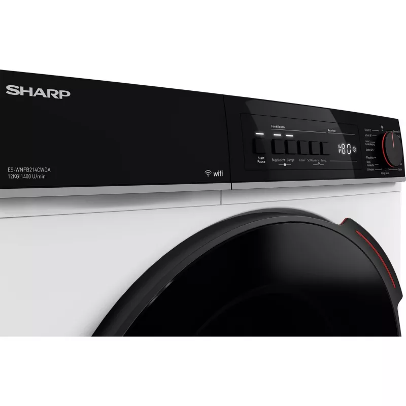 SHARP ES-WNFB214CWDA-DE Máquina de Lavar Roupa de Carga Frontal, 10 kg, 1400 rpm, Branca, Wi-Fi, Motor Advanced Inverter