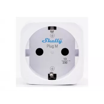 Shelly Plug M Gen3 White – Tomada inteligente com monitorização de energia, 13A, WiFi e Bluetooth, Schuko