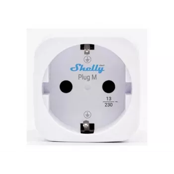 Shelly Plug M Gen3 White – Tomada inteligente com monitorização de energia, 13A, WiFi e Bluetooth, Schuko