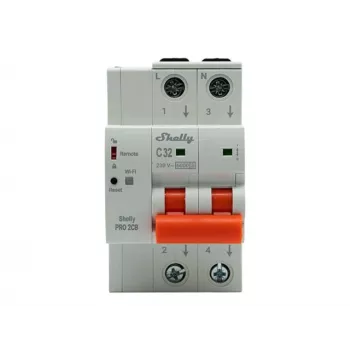 Disjuntor miniatura inteligente Shelly Pro 2CB C32, 2 polos, 32A, Wi-Fi, LAN, Bluetooth