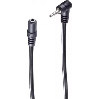 Cabo de extensão de áudio SHIVERPEAKS BASIC-S ficha jack angular 2,5 mm para conector fêmea jack 3,5 mm, 0,2 m, preto BS30781
