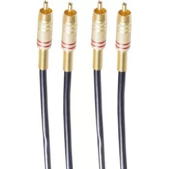 shiverpeaks BASIC-S Cabo de áudio 2x RCA para 2x RCA 2,5 m preto/dourado BS40224