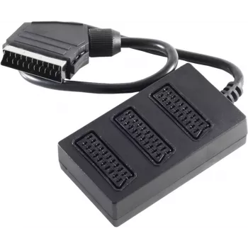 Cabo divisor Scart shiverpeaks BASIC-S, 1x ficha Scart macho para 3x conector fêmea Scart, 0,5 m, totalmente cablado, preto (BS94051)