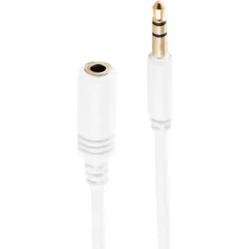 SHIVERPEAKS BASIC-S Cabo de extensão de áudio estéreo Super Slim 3,5 mm, ficha para conector fêmea, dourado, branco, 1,5 m (BS33982-W)