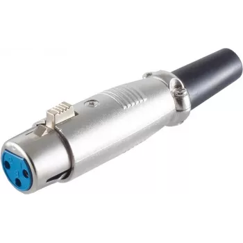 SHIVERPEAKS BASIC-S Conector fêmea XLR, fêmea, com alívio de tensão, 3 pinos, zinco fundido niquelado, ligação por soldadura, BS55020