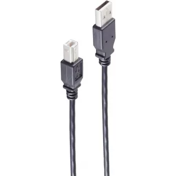 Cabo SHIVERPEAKS BS13-23015 USB 2.0, ficha USB-A para ficha USB-B, 0,5 m, preto, 480 Mbps, blindagem de folha e malha