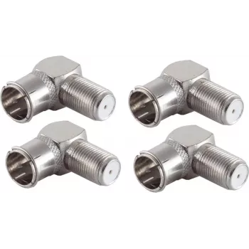 SHIVERPEAKS BS15-300514 Pack de 5 adaptadores angulares F-Quick tipo F, macho para fêmea, 75 Ohm, latão niquelado
