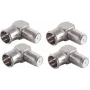 SHIVERPEAKS BS15-300514 Pack de 5 adaptadores angulares F-Quick tipo F, macho para fêmea, 75 Ohm, latão niquelado