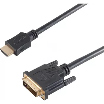 Cabo adaptador de vídeo SHIVERPEAKS BS77481 HDMI Type-A macho para DVI-D macho, 1,5 m, preto, dourado, triplamente blindado, suporta 1920x1200