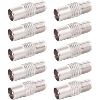 SHIVERPEAKS BS85322-SET10 Adaptador coaxial ficha IEC para conector fêmea F, pack de 10, prateado