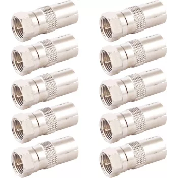 SHIVERPEAKS adaptador coaxial conector fêmea IEC para ficha F, pack de 10, 75 Ohm, prateado BS85321-SET10