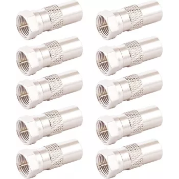 SHIVERPEAKS Adaptador de ficha IEC para conector fêmea F, conjunto de 10, 75 Ohm, niquelado BS85323-SET10