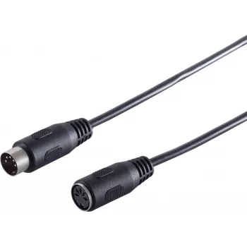 Cabo de áudio SHIVERPEAKS Premium, ficha DIN de 5 pinos para conector fêmea DIN de 5 pinos, 2,5 m, contactos dourados, dupla blindagem, preto