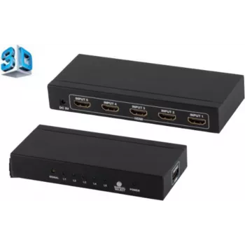 Comutador HDMI ShiverPeaks PROFESSIONAL 4x IN 1x OUT 4K2K 3D caixa metálica VER1.4 (SP05-02004)
