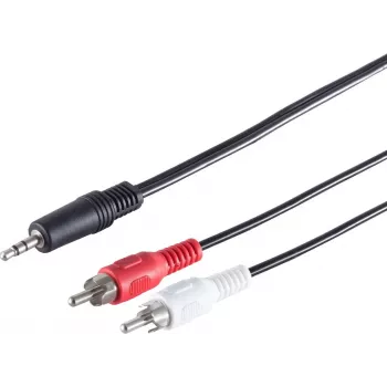 SHIVERPEAKS S-Conn cabo de áudio 3,5mm para 2x RCA 2,5m preto vermelho branco (30832-2.5)
