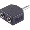 Adaptador divisor de jack estéreo 3,5 mm ShiverPeaks S/CONN maximum connectivity, 1 ficha para 2 conetores fêmea, niquelado, preto (57080)
