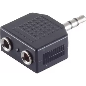 Adaptador divisor de jack estéreo 3,5 mm ShiverPeaks S/CONN maximum connectivity, 1 ficha para 2 conetores fêmea, niquelado, preto (57080)