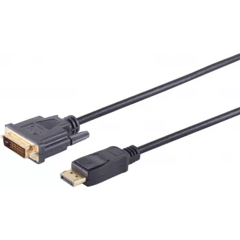 Cabo SHIVERPEAKS S/CONN maximum connectivity DisplayPort para DVI-D, ficha DP 20 pinos para ficha DVI-D 24+1, contactos dourados, 7,5 m, preto 77497-1
