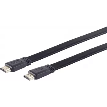 ShiverPeaks S/CONN maximum connectivity Cabo HDMI plano, ficha HDMI Type-A para ficha HDMI Type-A, contactos dourados, 4K Ultra HD, 3D, HEAC, 3,0 m, preto 77473-FLAT