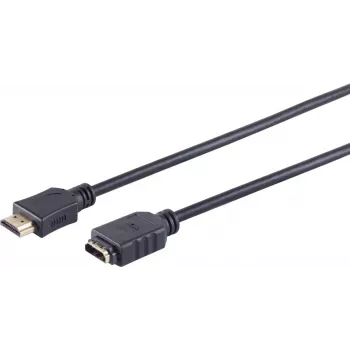 SHIVERPEAKS S/CONN maximum connectivity Cabo de extensão HDMI 2,0m - HDMI Type-A macho para fêmea, contactos dourados, Ultra HD 4K, 3D, HEAC, Ethernet, ARC, CEC, High Speed with Ethernet, Preto 77479-2.0