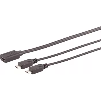 SHIVERPEAKS S/CONN maximum connectivity Cabo Adaptador em Y USB-C Fêmea para 2x USB Micro-B Macho, USB 2.0, 0,3m, Preto 13-20021