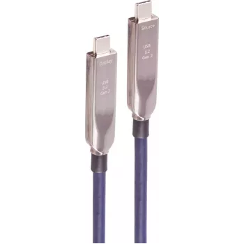 Cabo ótico ativo híbrido USB-C SHIVERPEAKS, 15 m, USB 3.2 Gen 2, 10 Gbps, vídeo 8K, 60W Power Delivery, TPU, preto BS30-44081