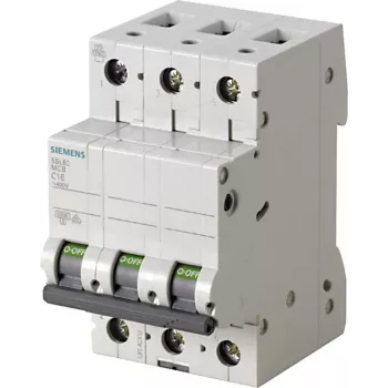 Siemens 5SL6340-7 Disjuntor de Proteção de Linha Tripolar 40 A 400 V Curva C, Poder de Corte 6 kA, Montagem em Calha DIN