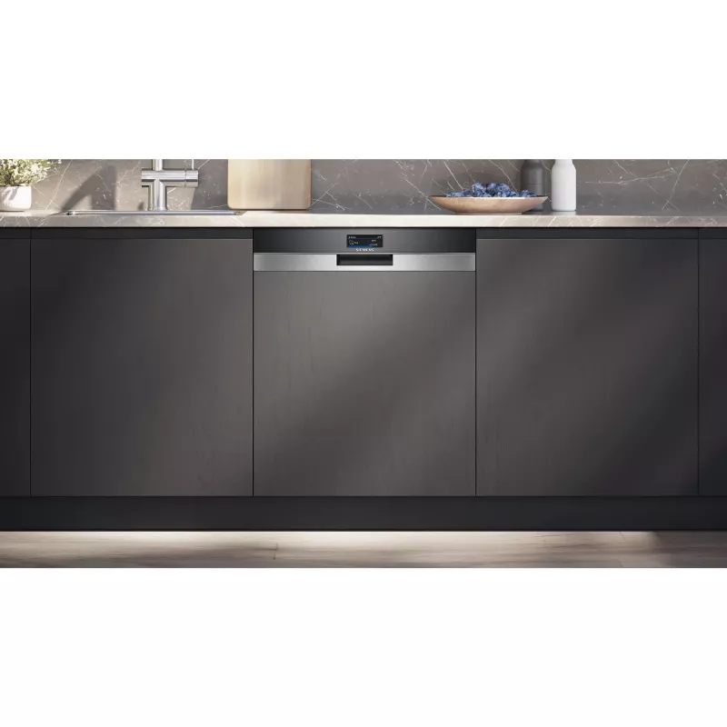 Máquina de lavar loiça totalmente encastrável SIEMENS SN57TS00CE iQ700 (aço inoxidável escovado/preto, 60 cm, Home Connect)