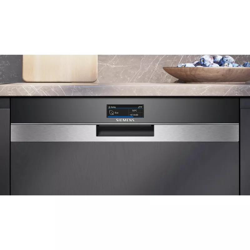 Máquina de lavar loiça totalmente encastrável SIEMENS SN57TS00CE iQ700 (aço inoxidável escovado/preto, 60 cm, Home Connect)