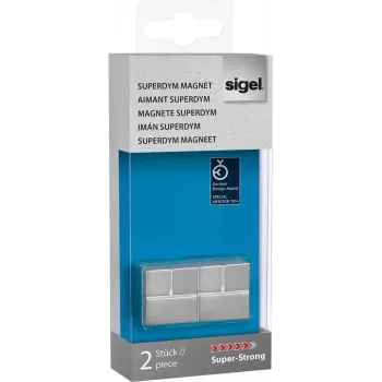 Ímanes cúbicos de neodímio SIGEL SuperDym GL706, 20 x 20 x 20 mm, 2 unidades, prateado
